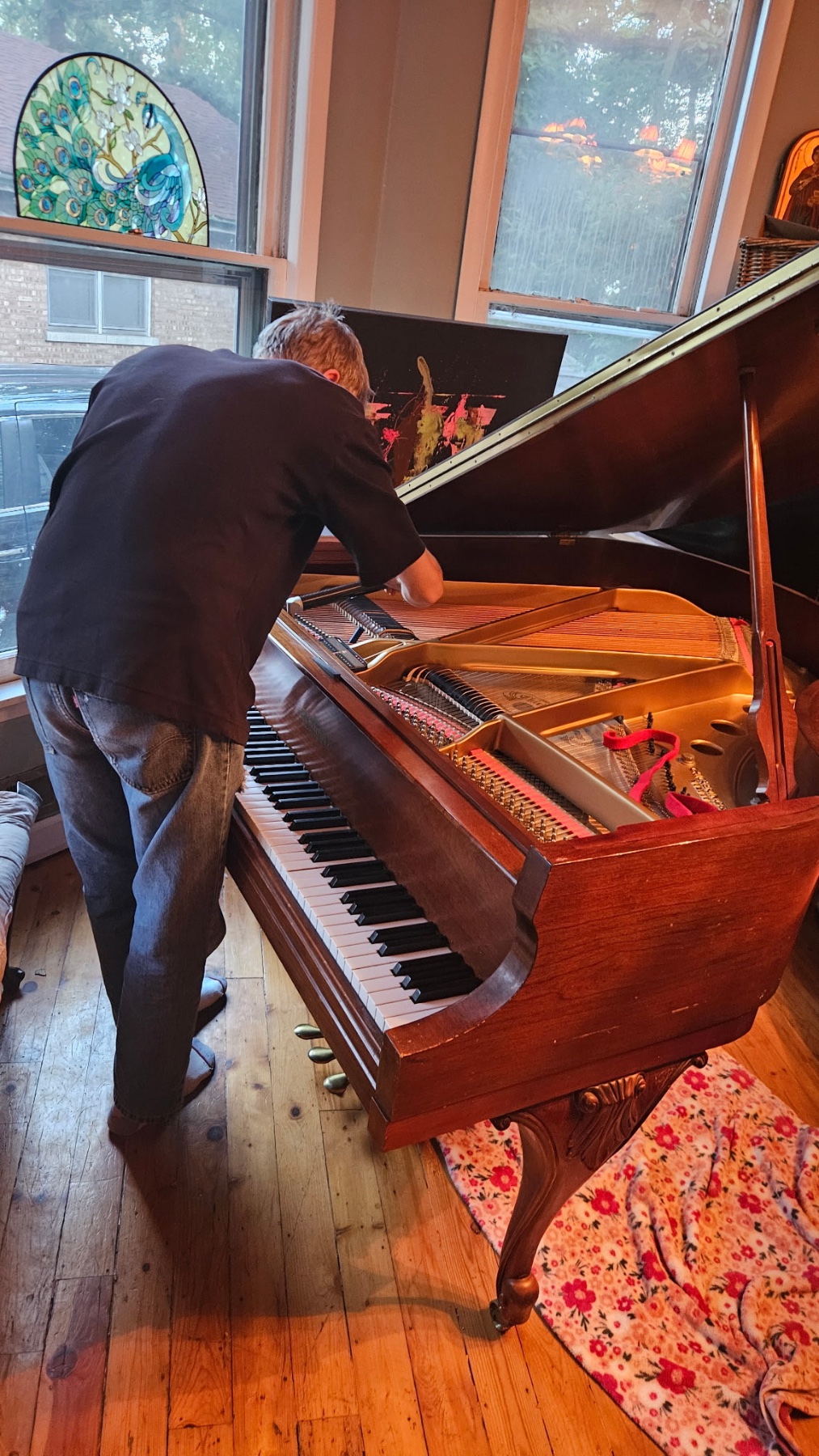 Working on a piano